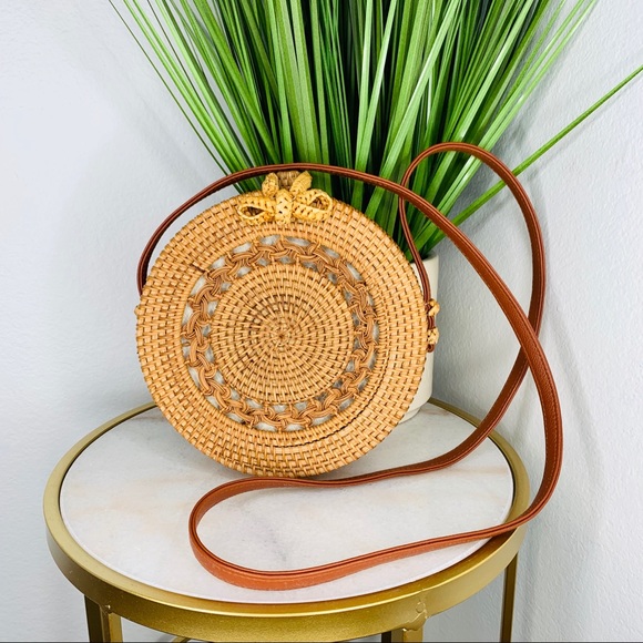 bohemian Handbags - Rounded Straw Bag Bohemian Shoulder Bag Purse